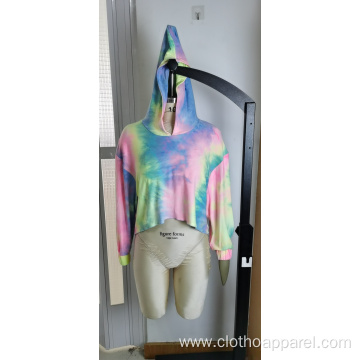 Wholesale Women's Color Tie Dyed Short Hoodie